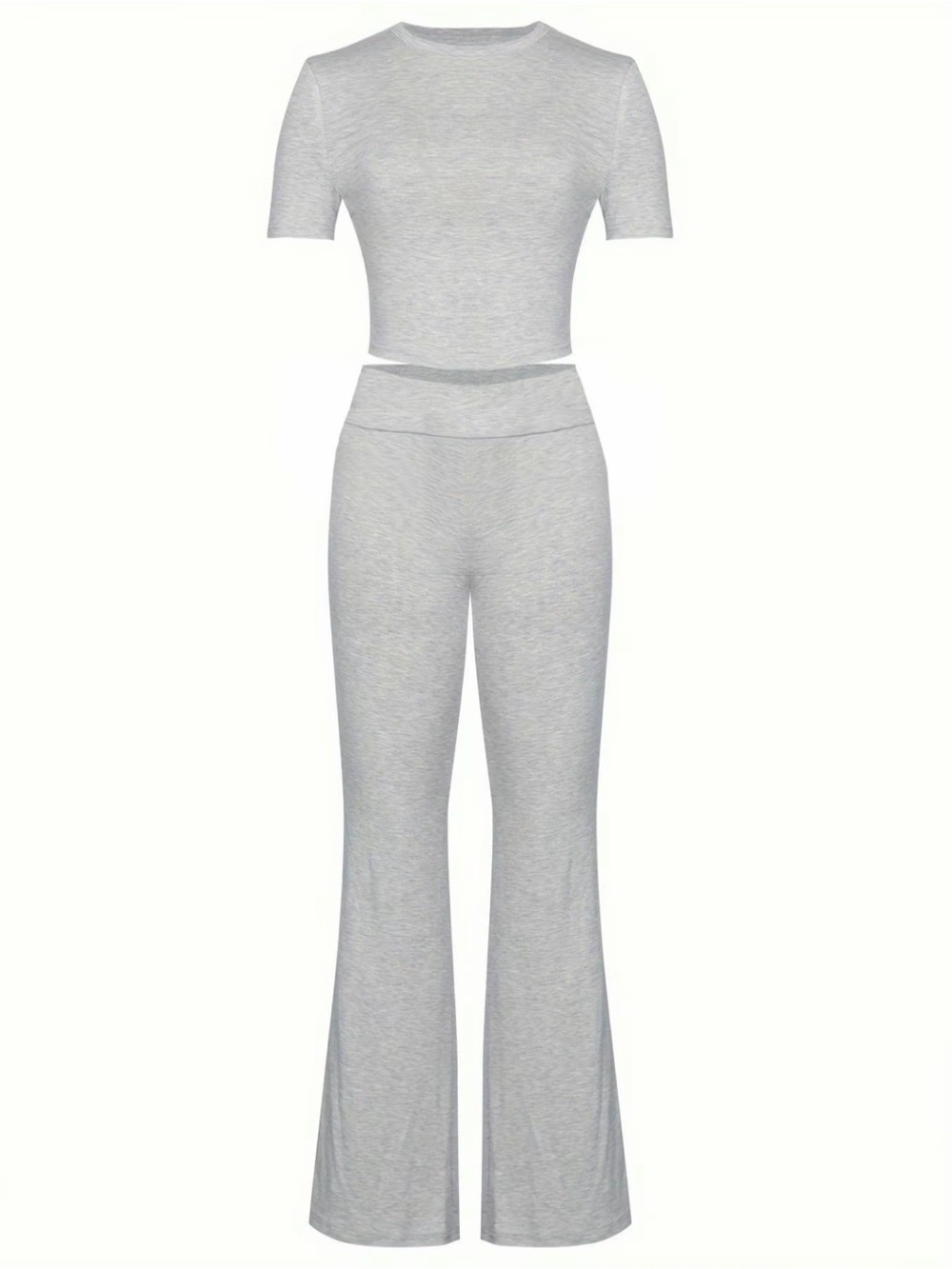 NEW Skims Style Grey Two-Piece Short Sleeve Top & Pants Set Size XS